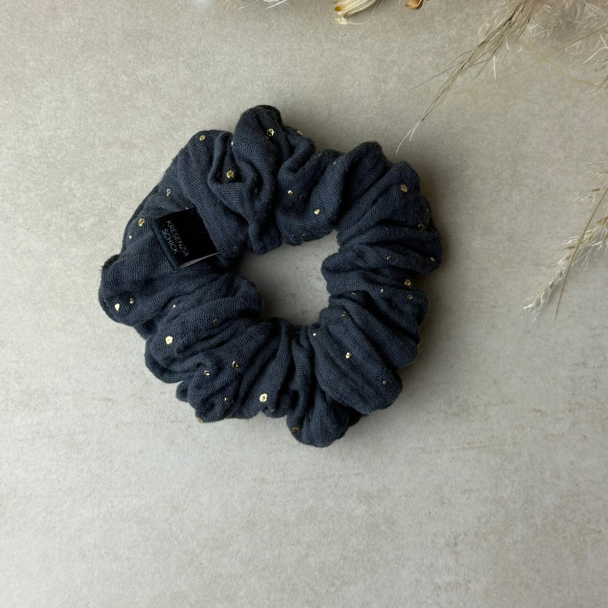 Scrunchie Stella Small Blaugrau Glitterdot