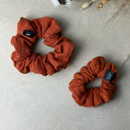 Scrunchie Stella Small Terracotta Glitterdot
