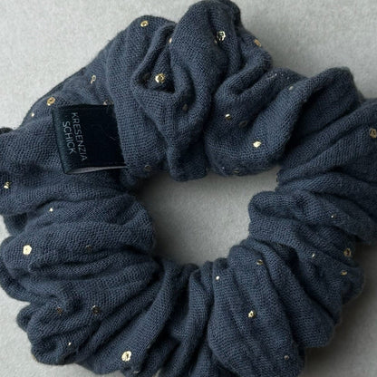 Scrunchie Stella Small Blaugrau Glitterdot